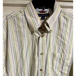 Mens Tommy Hilfiger Long Sleeve Striped Button Up Shirt Size Large - NICE